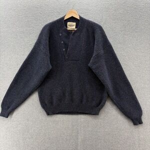 VTG ALPS Merrimac Valley New England Sweater Men XL Blue Wool Chunky Knit Heavy